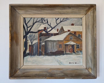 Winter Urban Scene Painting - Northern European Cityscape with Swedish Artistry - original oil painting - unique painting - one piece