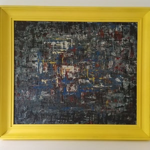 Abstract modernist Oil Painting - Swedish artist Mats Akerblom -  Dated 1962 - Signed Framed