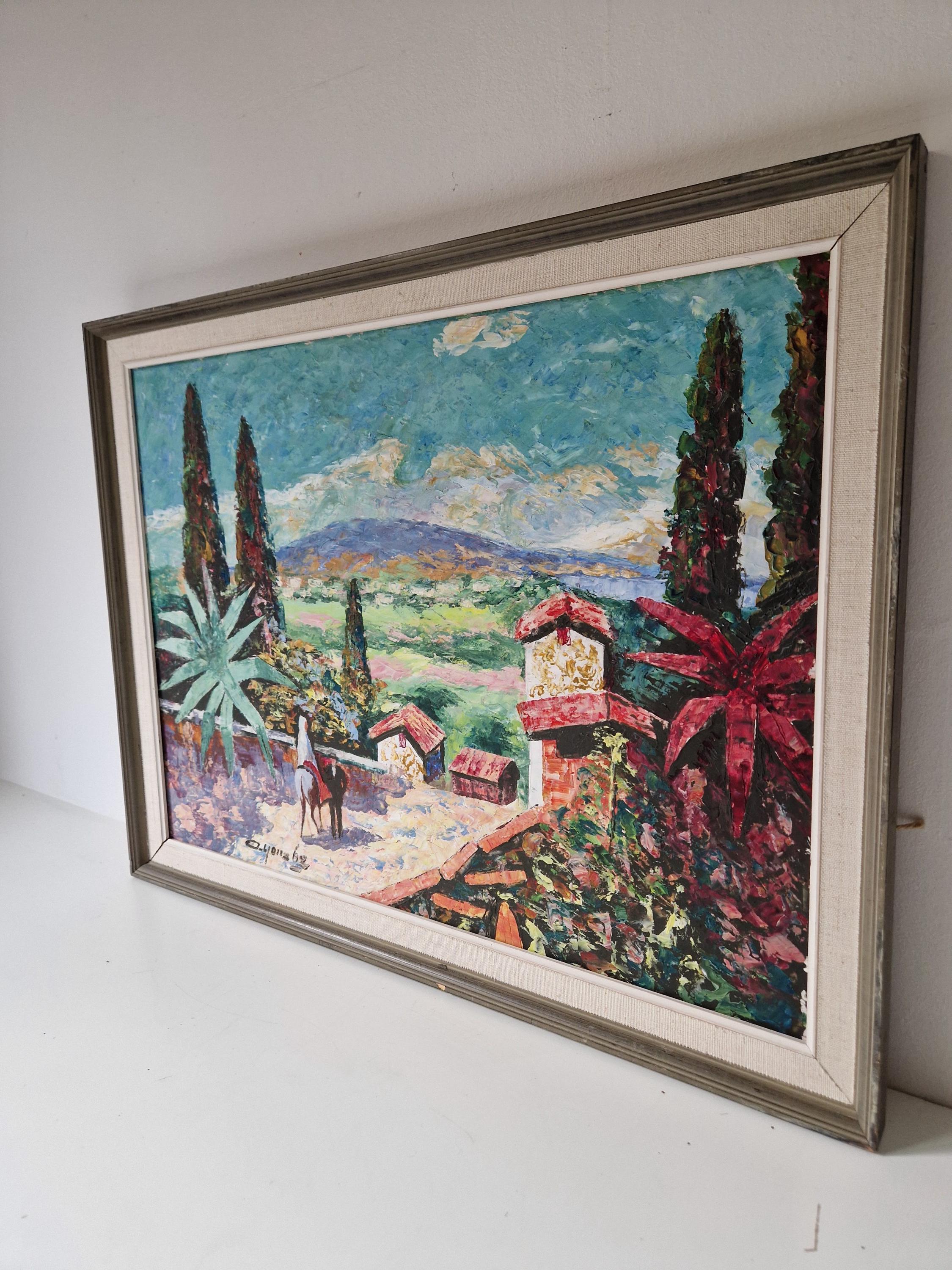 地中海　油絵　風景　開放感あり　外国作者 地中海 油絵 風景 開放感あり 外国作者 地中海 油絵 風景 開放感あり