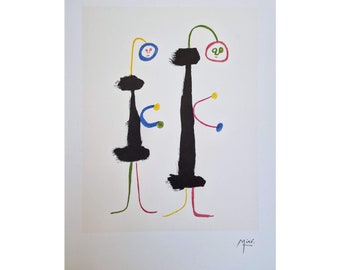 Joan Miro original Lithograph after, Paris Atelier Maeght 2004, couple in love