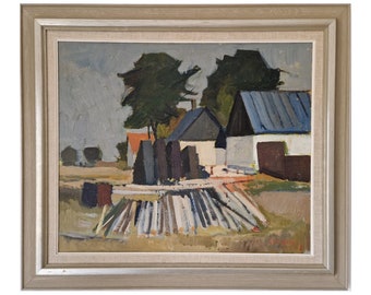 Peinture à l'huile vintage - oeuvre d'art suédoise - peinture de paysage - encadrée - prête à accrocher - idée cadeau d'art