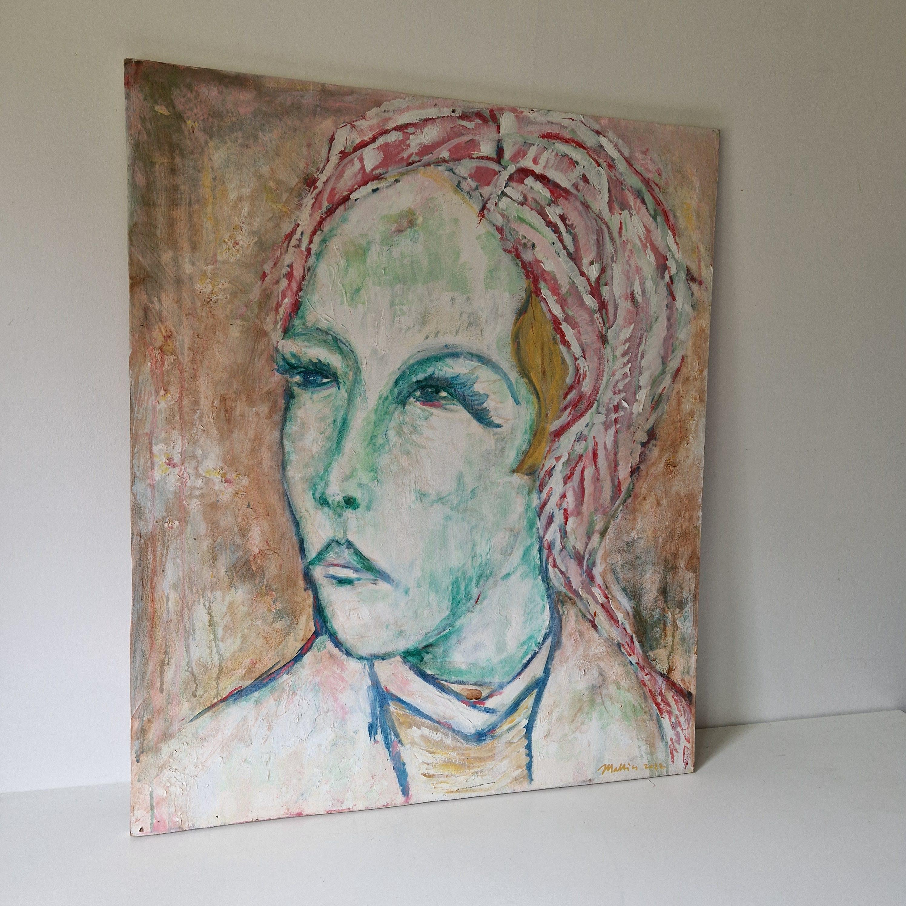 表現力豊かな抽象肖像画 - 女性 - 現代油絵 - 66.5 x 80 cm - Etsy 日本
