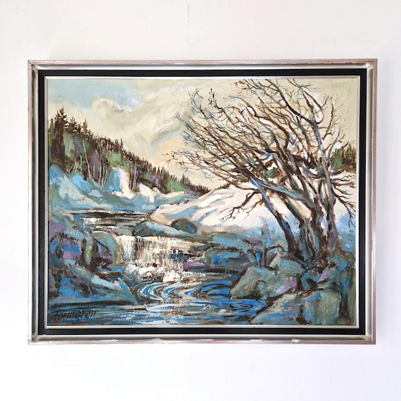 絵画 Winter Mountains 👍 Acrylic Landscape Painting - Winter Mountain / Drawing