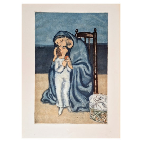 Pablo Picasso Maternité Original Etching made Jacques Villon (French, 1875-1963)