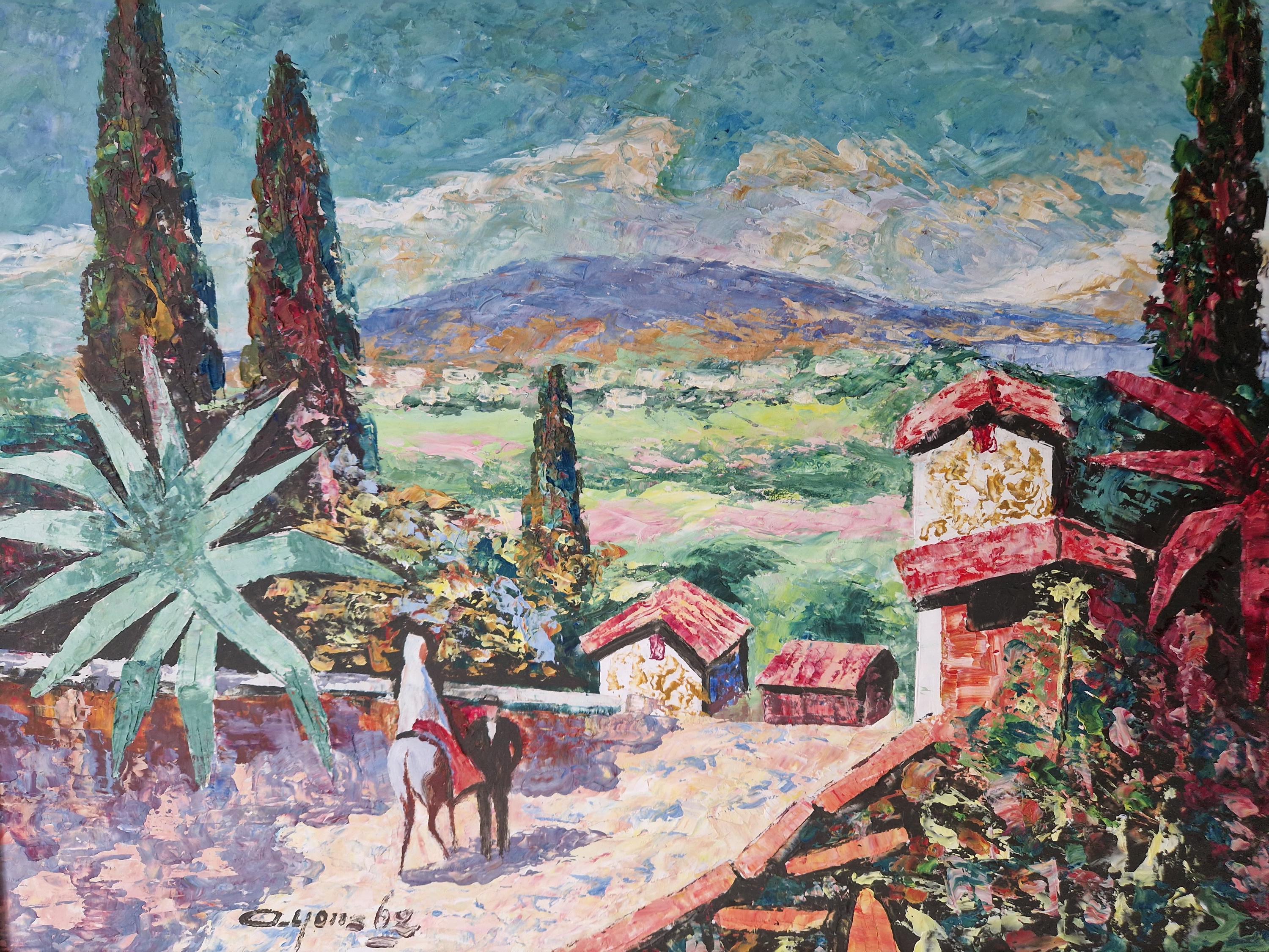 地中海 油絵 風景 開放感あり 外国作者 絵画 油絵 地中海風景