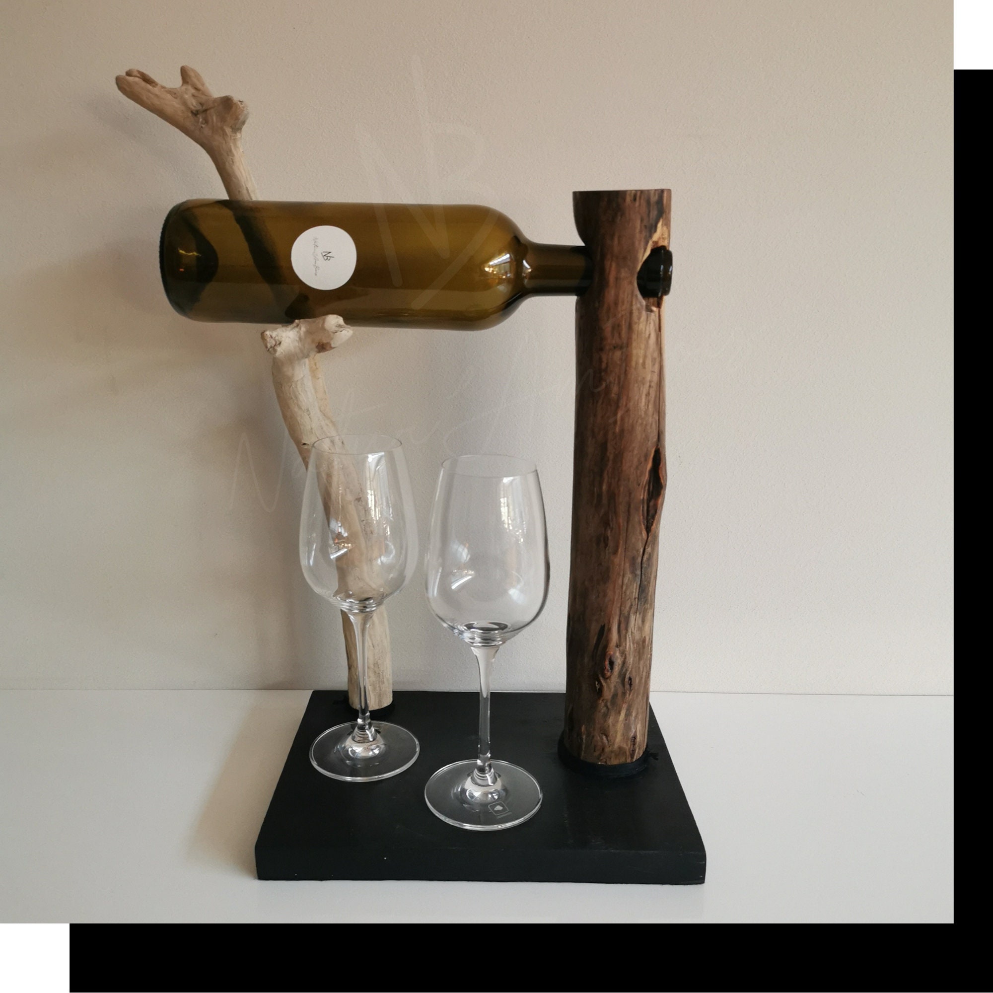 Porte Bouteille Vin I Support Bois Flotté Bar