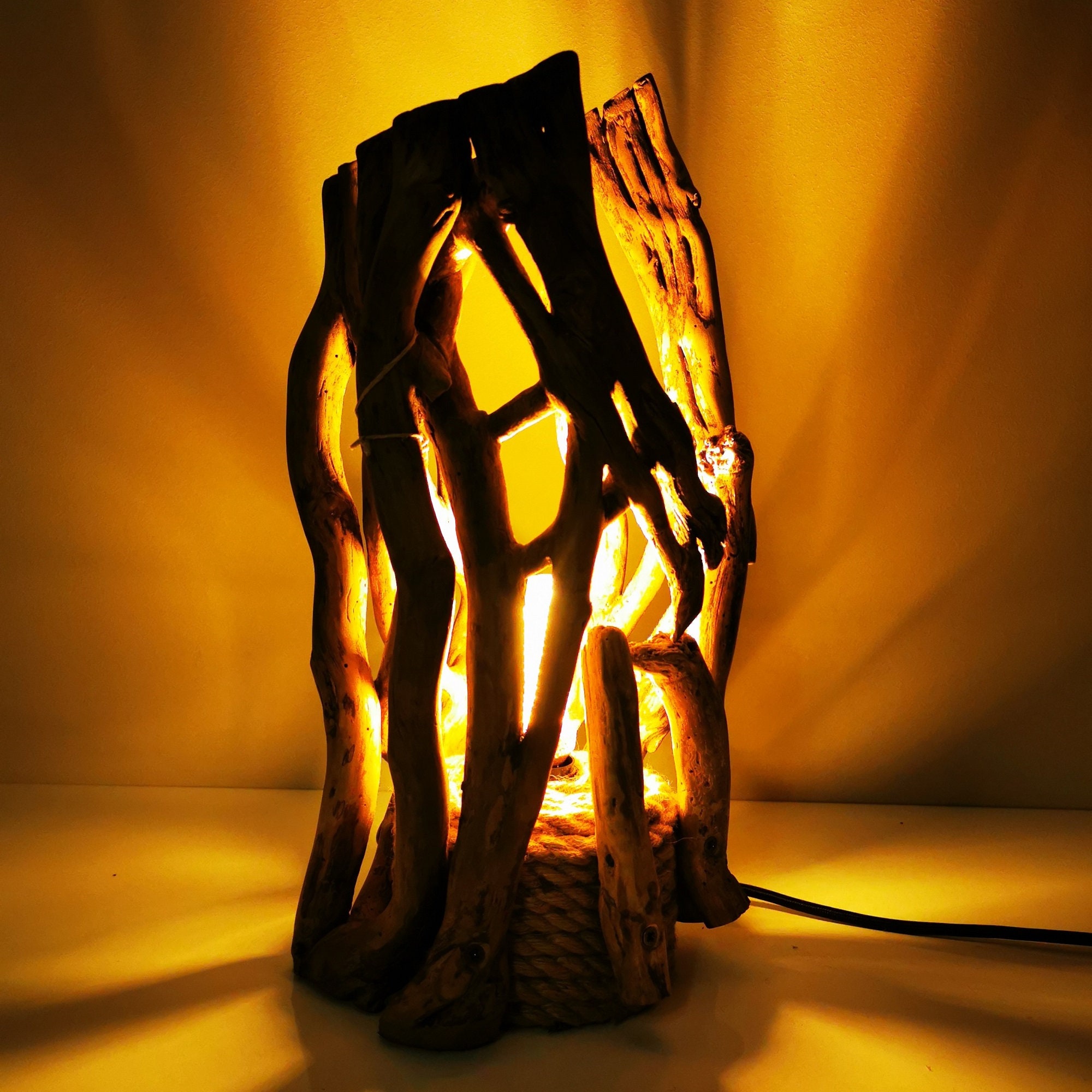 Lampe en Bois I Lampe de Chevet Table Led