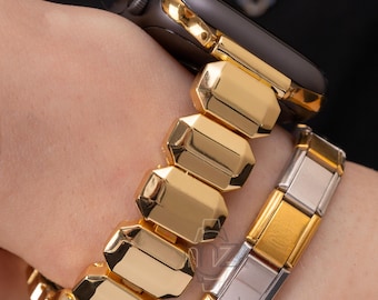 Women’s Slim Stainless Steel Bracelet Apple Watch Band · Elegant Metal Expansion Strap for Series 11/10/9/8/7/SE