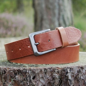 Italian Full Grain Leather 38mm Belt by Ashford Ridge (1.5&quot;) in Brushed Tan Made in England