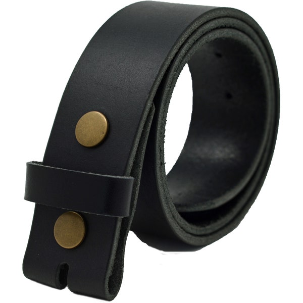 Full Grain Leather Snap On Belt by Ashford Ridge 40mm (1.5") in Black with Press Studs