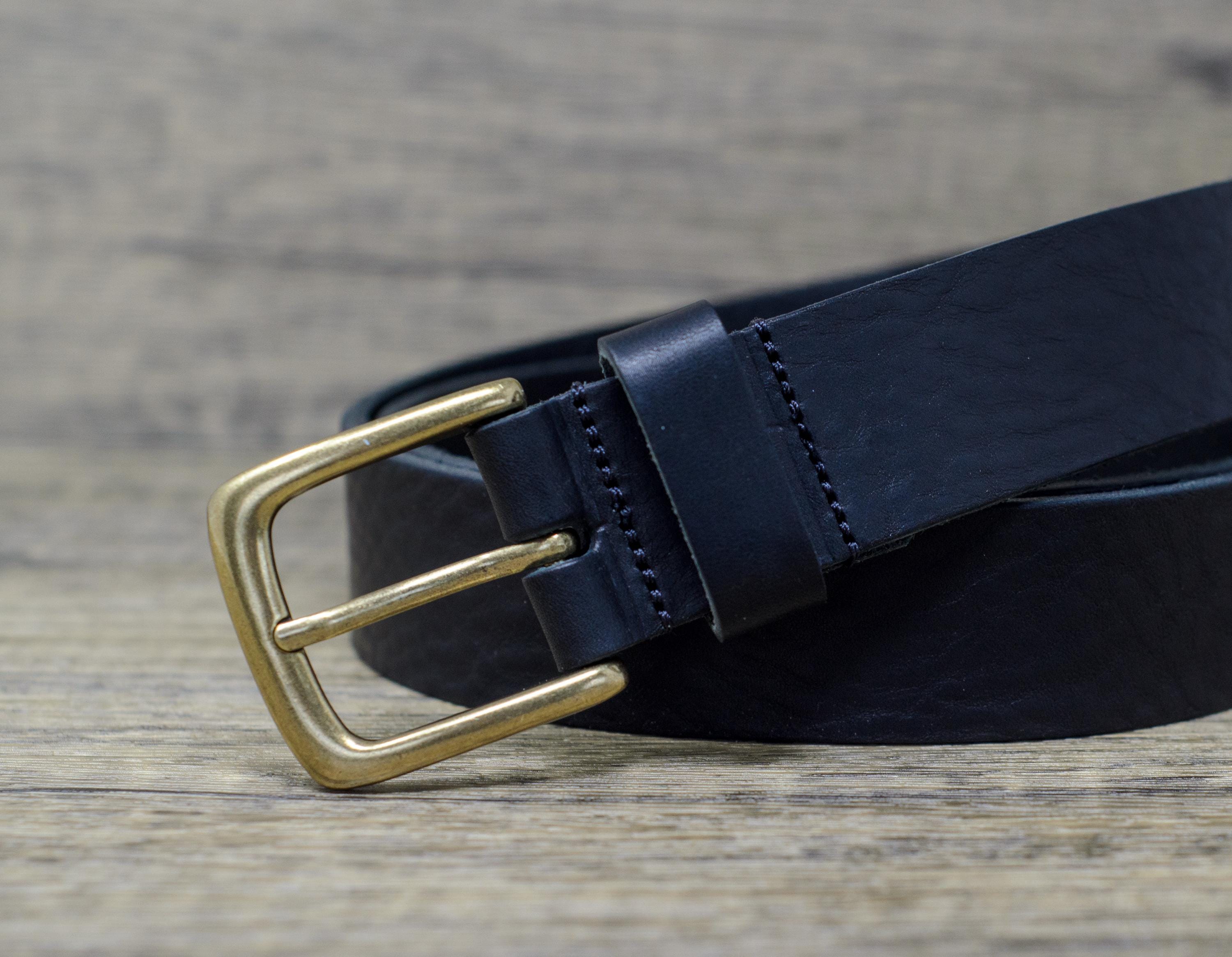 Italian Real Leather Belt With Brass Colour Buckle Made in  display picture 1