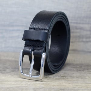 Full Grain Italian Leather Belt by Ashford Ridge 35mm 1.25&quot; in Black, Gift for Men, Birthday Present, Husband, Leather Anniversary, Son Suit
