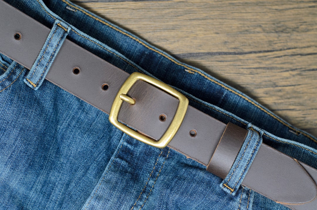 Ashford Ridge Full Hide Leather Belt - 34mm Width, Brass Buckle, Made In England (Vintage Brown, Large 36-40 Waist) - View #3