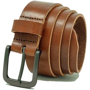 Italian Full Grain Leather 34mm Belt by Ashford Ridge (1.25&quot;) in Brushed Tan Made in England