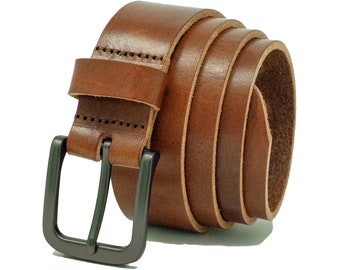 Italian Full Grain Leather 34mm Belt by Ashford Ridge (1.25") in Brushed Tan Made in England