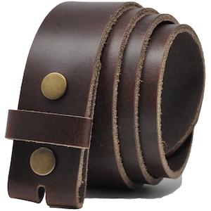 Full Grain Leather Snap On Belt by Ashford Ridge 40mm (1.5") in Antique Brown with Press Studs
