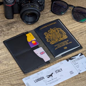 Porta-passaporte de couro legítimo, personalizado, capa para passaporte, couro legítimo, carteira de viagem, férias, personalizável, capa para passaporte em preto