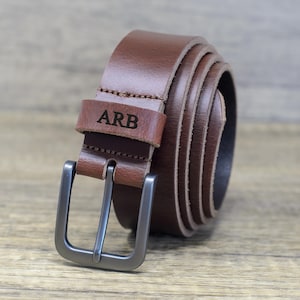Personalized Mens Leather Belt: Antique Brown Ashford Ridge, 34mm