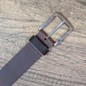 Brown Full Grain Leather Belt 1.5” Handmade in England, Personalised Mens Leather Belt, Gift for Him image 6