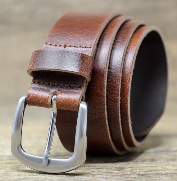 Full Grain Leather Belt: Antique Brown Ashford Ridge Horse  display picture 2
