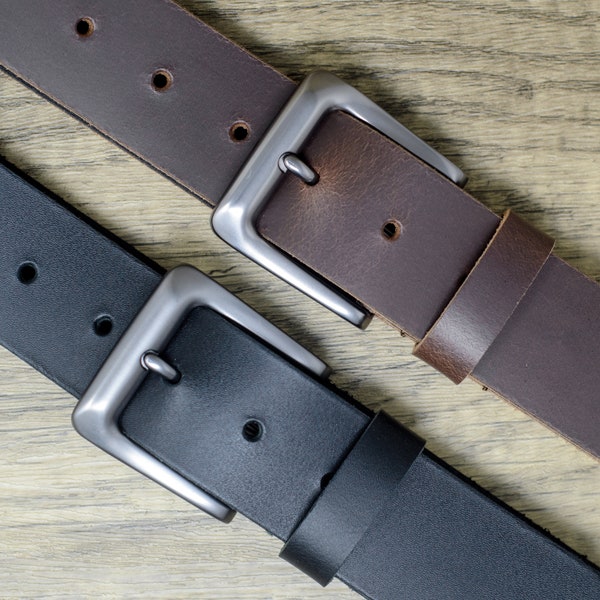 Herren Vollledergürtel Twin Pack in Schwarz & Braun - 38mm breit, Made in Dorset Real Hide Geschenkset für ihn