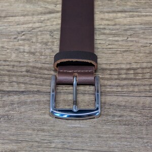 Brown Full Grain Leather Belt 1.5” Handmade in England, Personalised Mens Leather Belt, Gift for Him image 5