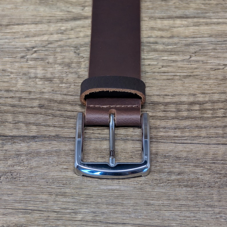Brown Full Grain Leather Belt 1.5” Handmade in England, Personalised Mens Leather Belt, Gift for Him image 5