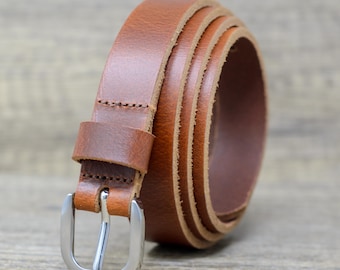 Womens Full Grain Leather Belt: Ashford Ridge London Tan, Made in England