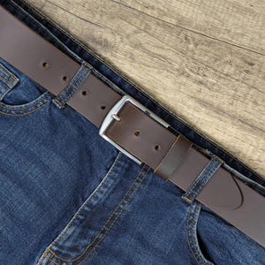 Brown Full Grain Leather Belt 1.5” Handmade in England, Personalised Mens Leather Belt, Gift for Him image 3
