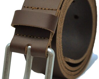 Ashford Ridge Full Grain Leather Belt - 38mm Wide, Roller Buckle, Brown, Large (Fits 36-40 Inch Waist)