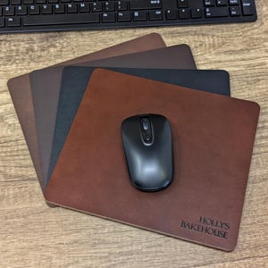 Personalisierte echte Leder Mausmatte Made in England von Ashford Ridge, Mauspad, Custom Design, Geschenk, Geschäft, Büro, schwarz, braun, hellbraun