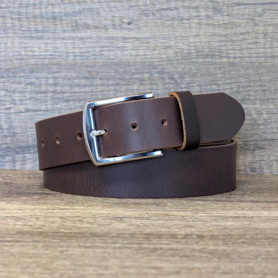 Brown Full Grain Leather Belt 1.5” Handmade in England, Personalised Mens Leather Belt, Gift for Him