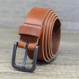 Italian Full Grain Leather Belt by Ashford Ridge (34mm, 1.25&quot;) Tan Made in England, Gifts for Men, Christmas, Husband, Son, Anniversary Real