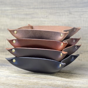 Real Leather Key Tray, Dice Tray, Catchall, Organiser, Car Tray, Holder, Small, Large, Storage, Office, Desk, Ashford Ridge, Gift, Genuine