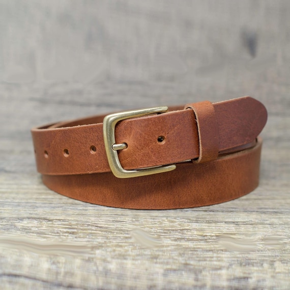 Italian Real Leather Belt With Brass Colour Buckle Made in  display picture 3