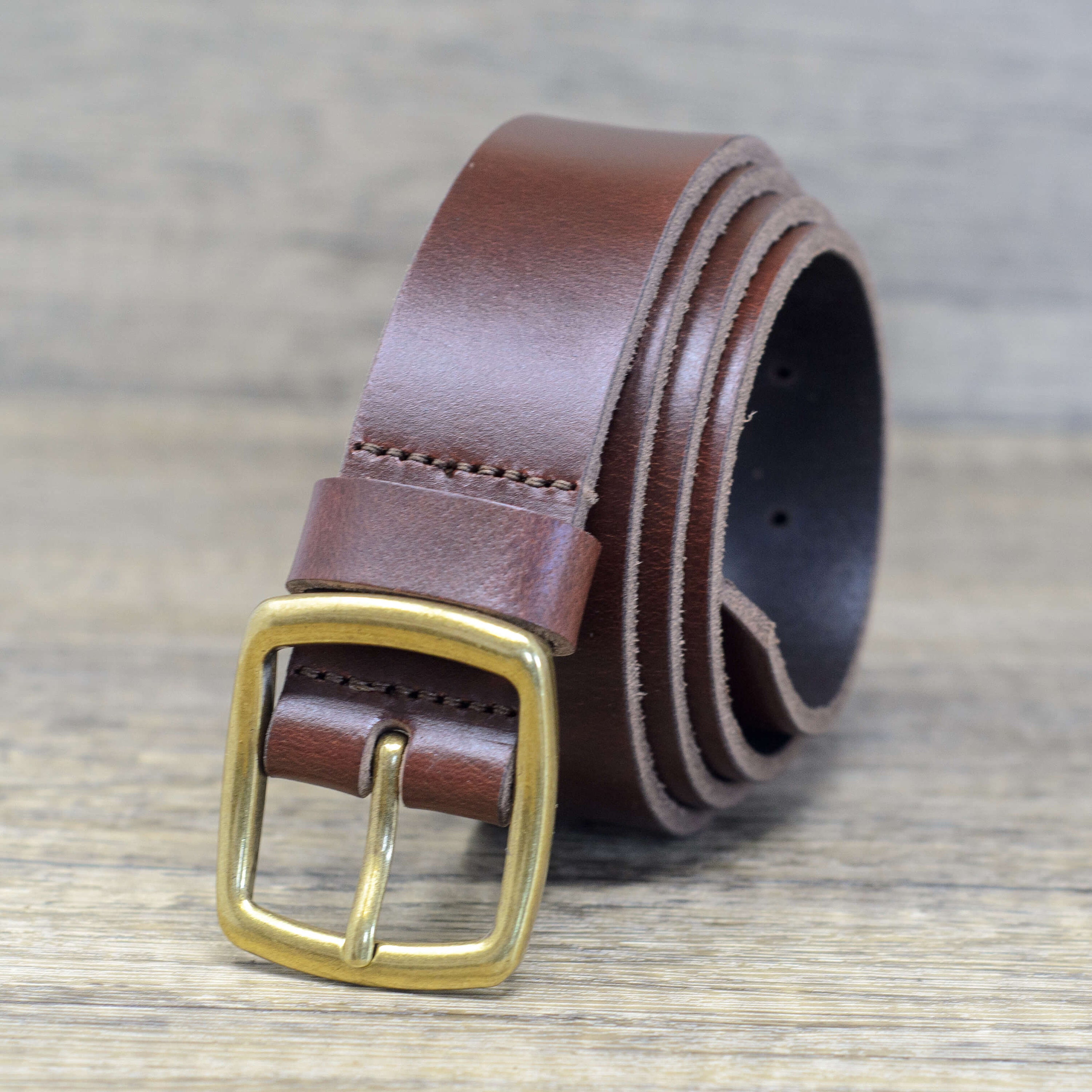 Ashford Ridge Full Hide Leather Belt - 34mm Width, Brass Buckle, Made In England (Vintage Brown, Large 36-40 Waist) - View #6