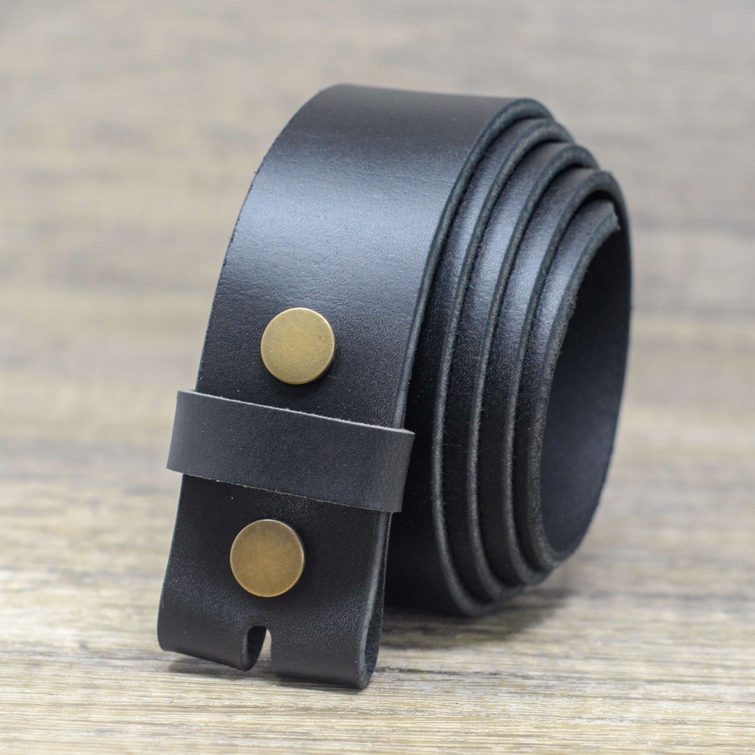 40mm di cuoio reale scattare sul perno pressa a nastro - nero
