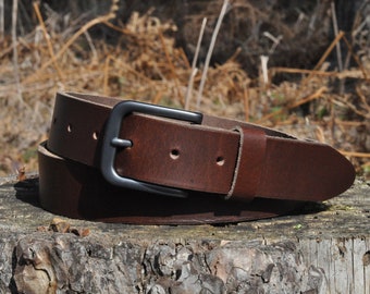 Ceinture en cuir pleine fleur 34 mm par Ashford Ridge (1,25 po.) en marron antique