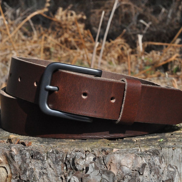 Ceinture en cuir pleine fleur 34 mm par Ashford Ridge (1,25 po.) en marron antique