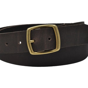 Full Grain Leather 34mm Belt with Brass Colour Full Buckle by Ashford Ridge (1.25&quot;) in Vintage Brown