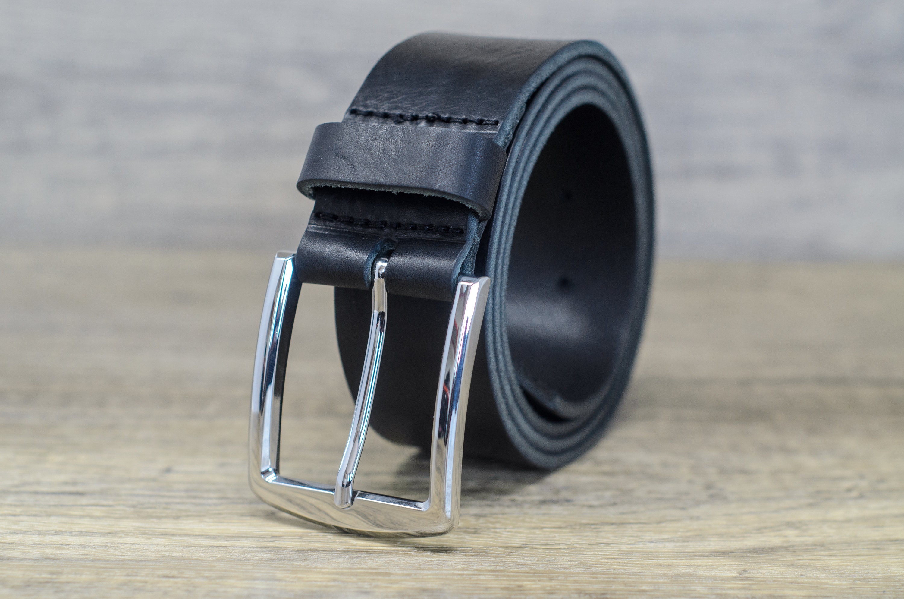 Men's Ashford Ridge Full Grain Leather Belt - 38mm Width, Roller Buckle (2XL, Black) - View #2