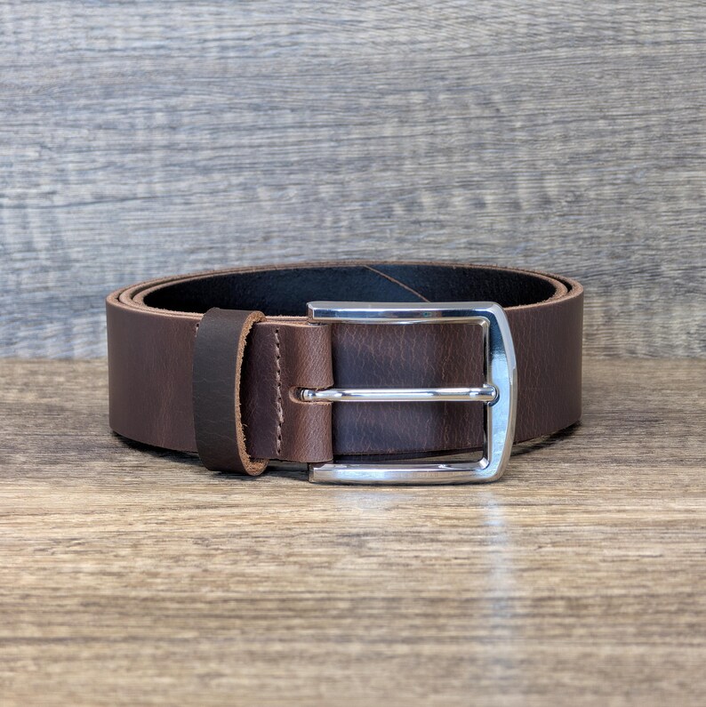 Brown Full Grain Leather Belt 1.5” Handmade in England, Personalised Mens Leather Belt, Gift for Him image 4
