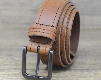 Genuine Leather Belt by Ashford Ridge - Full Grain Leather Belt for Men and Women, Gift for Him, Made in England - Tan