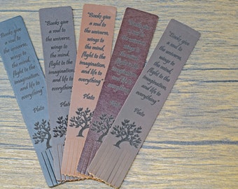 Personalised Full Grain Leather Bookmark - Made in England, Leather Anniversary Gift, Reading Gifts Mothers Day Quote
