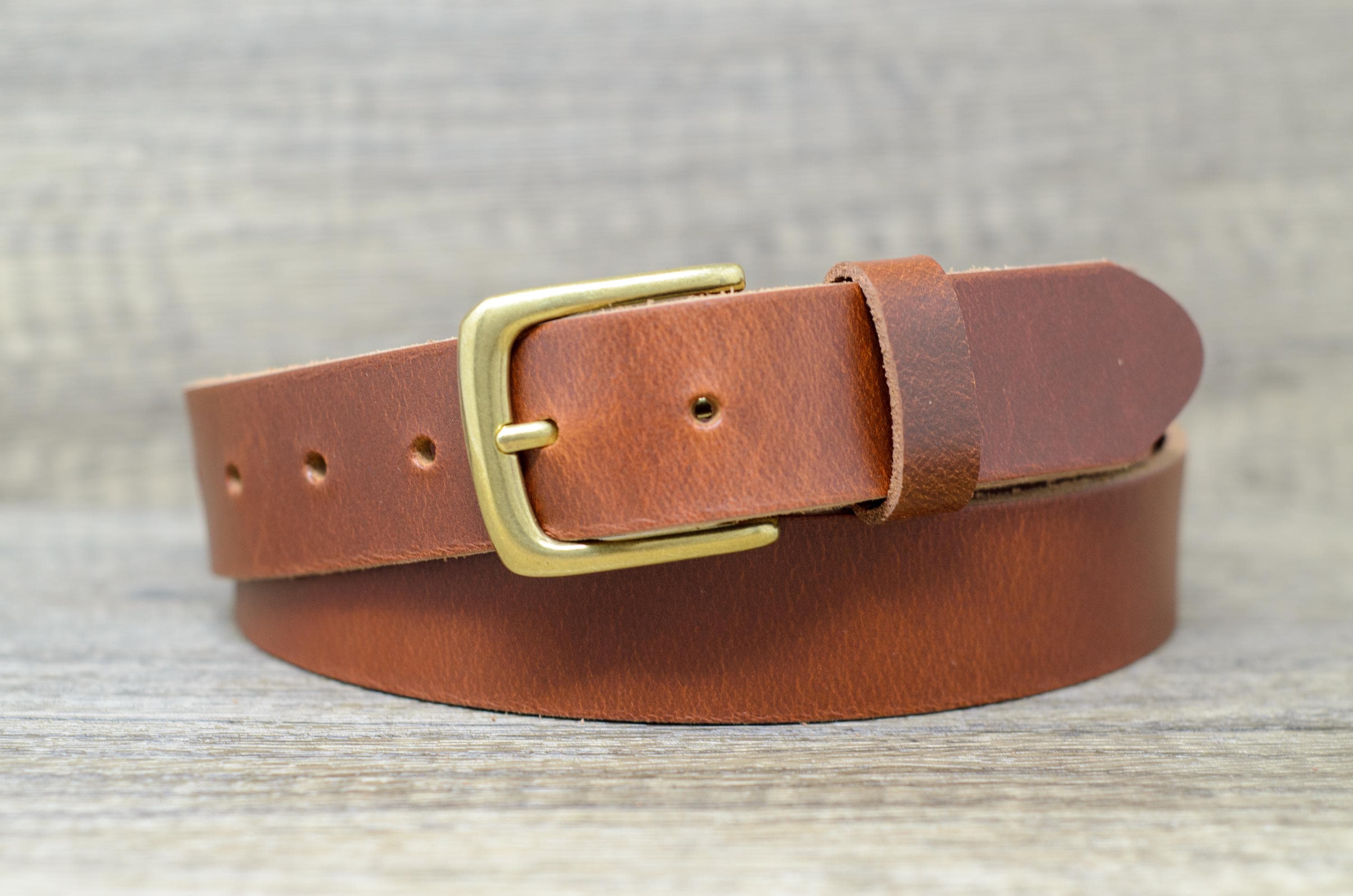 Full Grain Leather Belt With Brass Colour Buckle (34mm 1.25