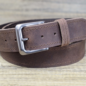 Full Grain Leather Belt Edge Stitched 38mm by Ashford Ridge (1.5&quot;) in Vintage Brown Gift for Men, Valentines Gift, Husband, Son, Anniversary