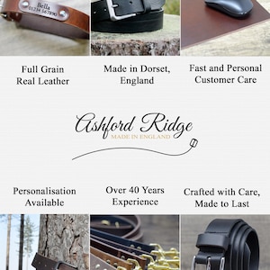 Ashford Ridge 38mm Full Grain Leather Belt - Roller Buckle, Black, Small (28-32")