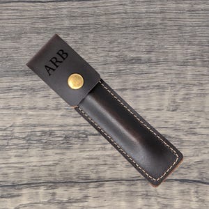 Etui porte-stylo personnalisé en cuir véritable en cuir marron, stylo unique, fabriqué en Angleterre, cadeaux pour elle, cadeaux pour lui, anniversaire