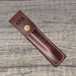 Etui porte-stylo personnalisé en cuir véritable en cuir marron antique, stylo unique, fabriqué en Angleterre, cadeaux pour elle, cadeaux pour lui, anniversaire