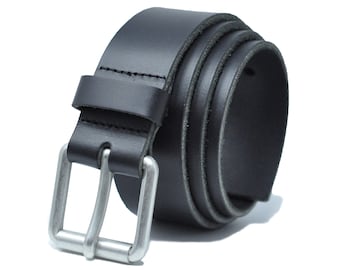 Full Grain Leather 38mm Roller Buckle Belt by Ashford Ridge (1.5") in Black